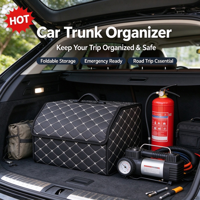Car Trunk Organizer Foldable Storage Box - Organizzatore pieghevole in pelle PU per