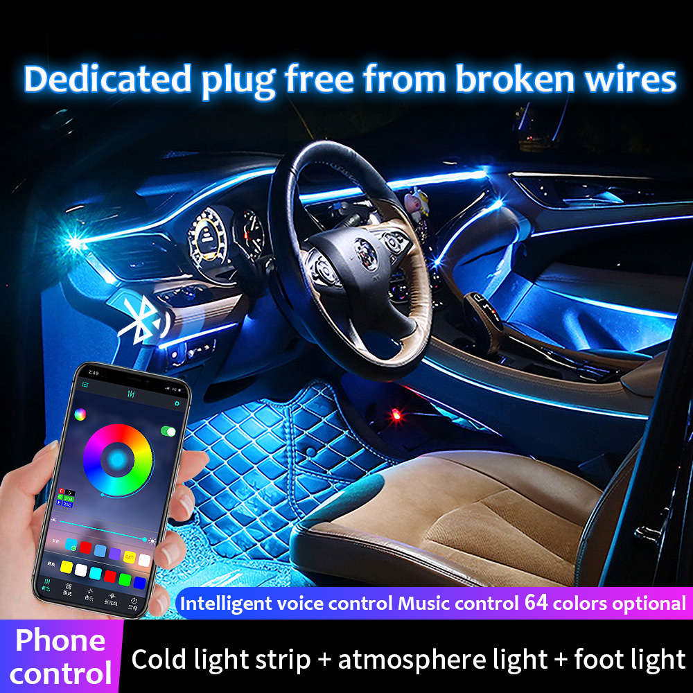 Luce ambientale interna per au - Led Ambient Interior Car Lights App Control recensione e prezzo