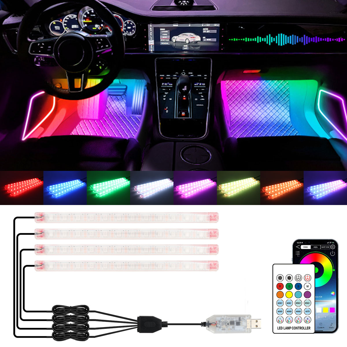 Lampada Decorativa RGB 2/4in1  - Led Ambient Interior Car Lights App Control recensione e prezzo