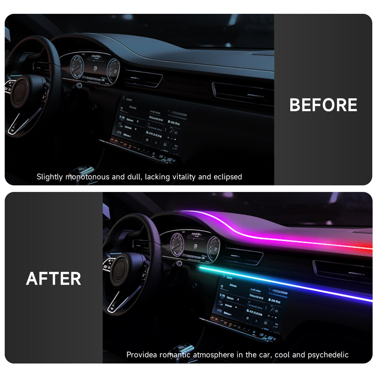 Striscia LED USB per Auto 64 C - Led Ambient Interior Car Lights App Control recensione e prezzo